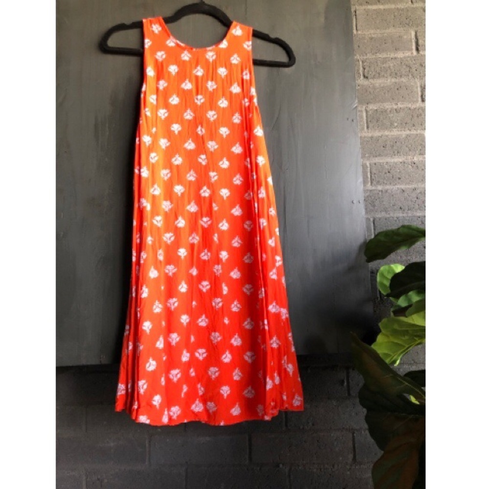 Orange and white pattern dress
